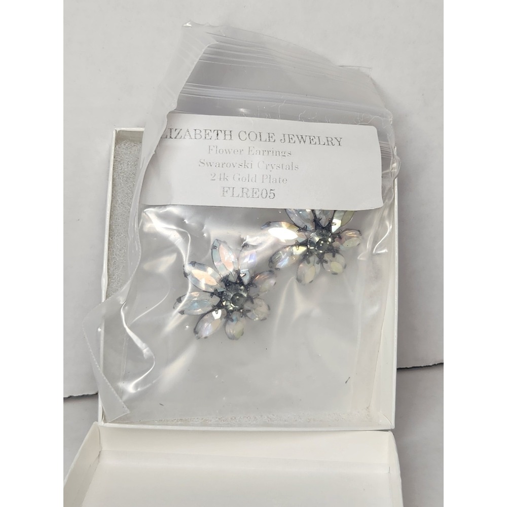 Elizabeth cole jewelry flower earrings swarovski crystals 24K gold plate